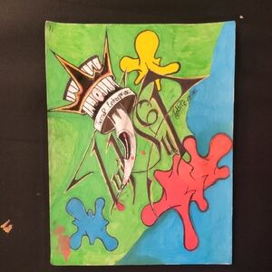 Turnup / Abstract Art Canvas with Green, Blue, and Red Accents